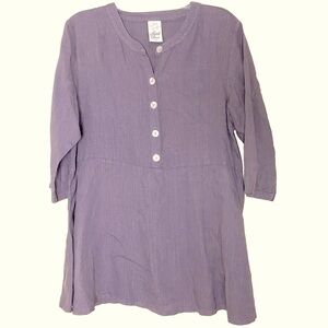 Match Point Pastel Purple Linen Blouse Shirt Tunic Top Small Relaxed Fit